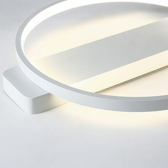 White Led Flush Mount Light: Modern Geometric Fixture For Bedroom Ceiling