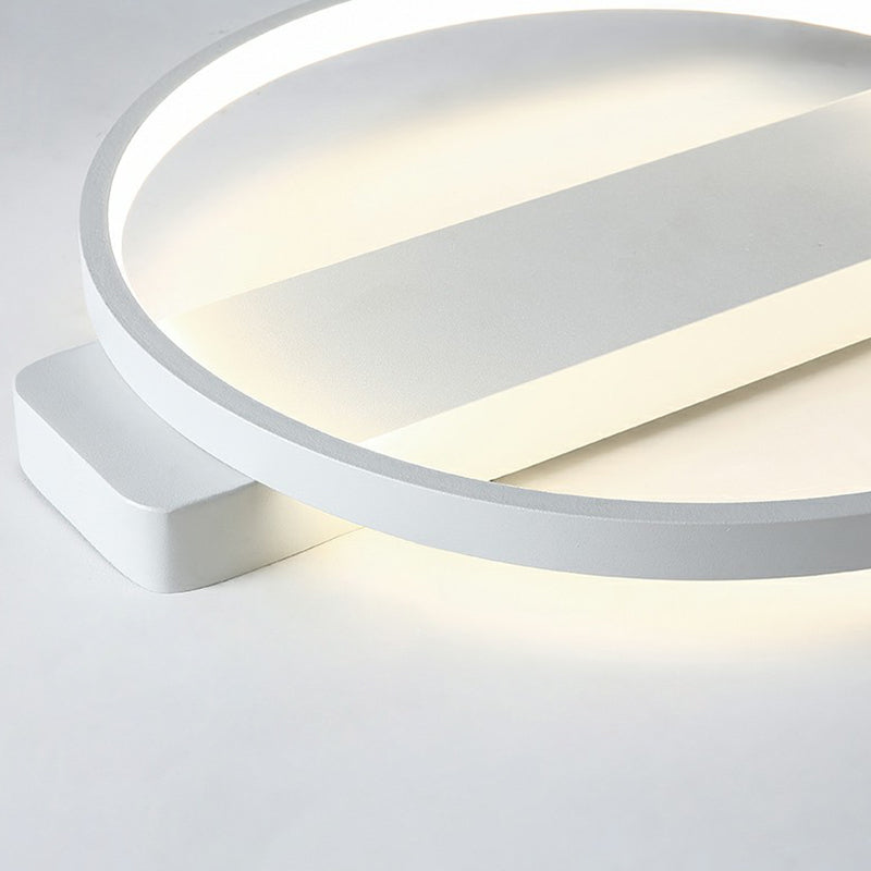 White Led Flush Mount Light: Modern Geometric Fixture For Bedroom Ceiling