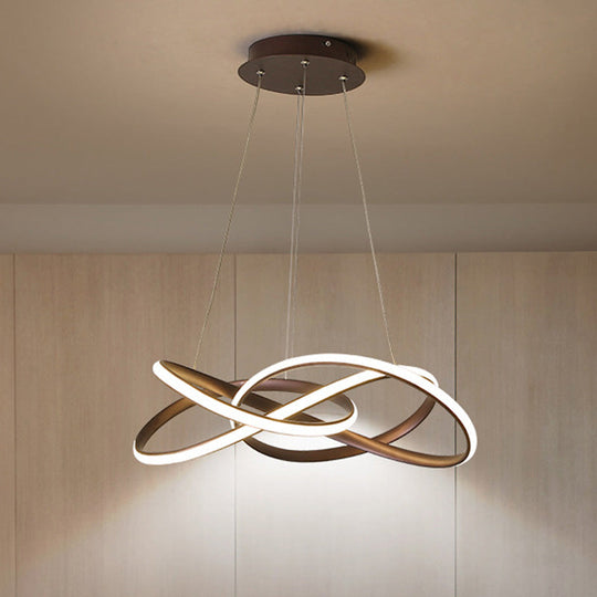 Modern Led Coffee Chandelier Lamp - White/Warm Light Seamless Curve Design