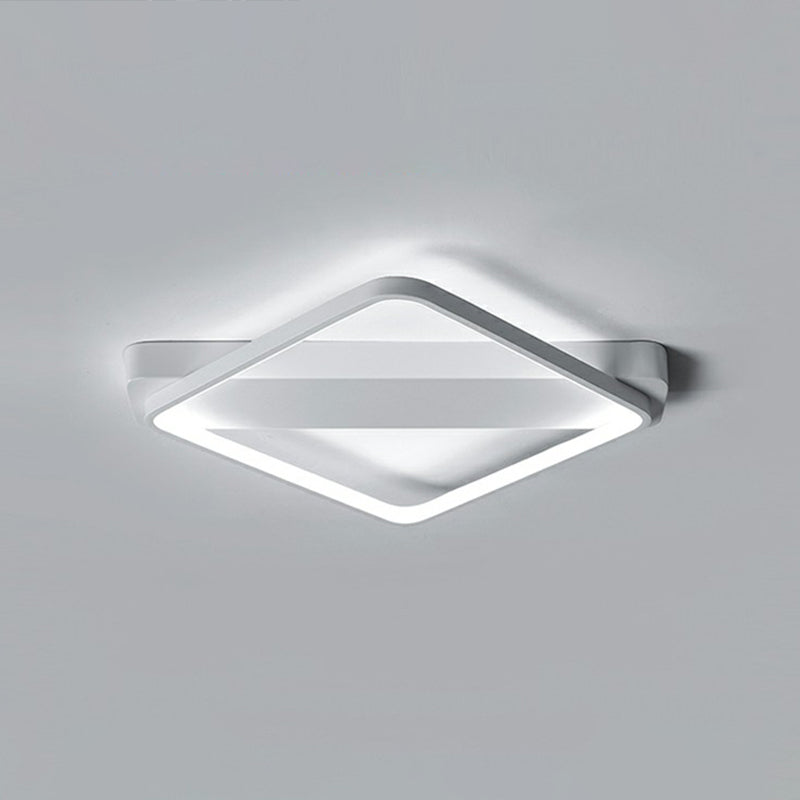 White Led Flush Mount Light: Modern Geometric Fixture For Bedroom Ceiling / 21.5 Rhombus