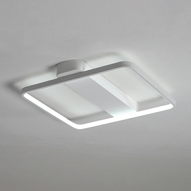 White Led Flush Mount Light: Modern Geometric Fixture For Bedroom Ceiling / 25.5 Square Plate