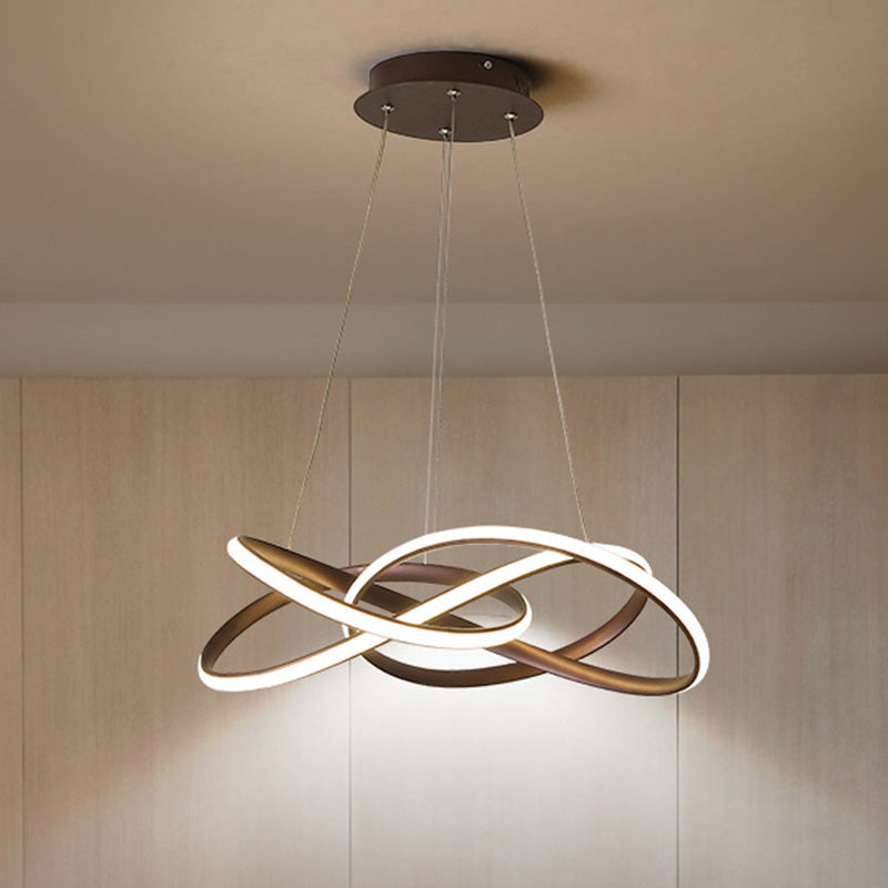 Contemporary Led Coffee Ceiling Pendant Lamp - Seamless Curve Acrylic Chandelier In White/Warm Light