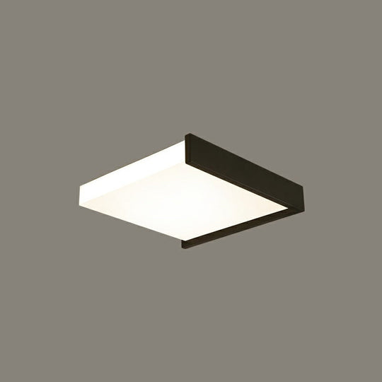 Modern Nordic Led Ceiling Light With Acrylic Square Design In Black And White / 16’ Remote