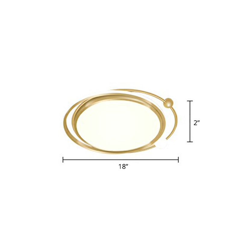 Contemporary Ultrathin Gold Flush Mount Led Ceiling Light For Bedroom / Remote Control Stepless