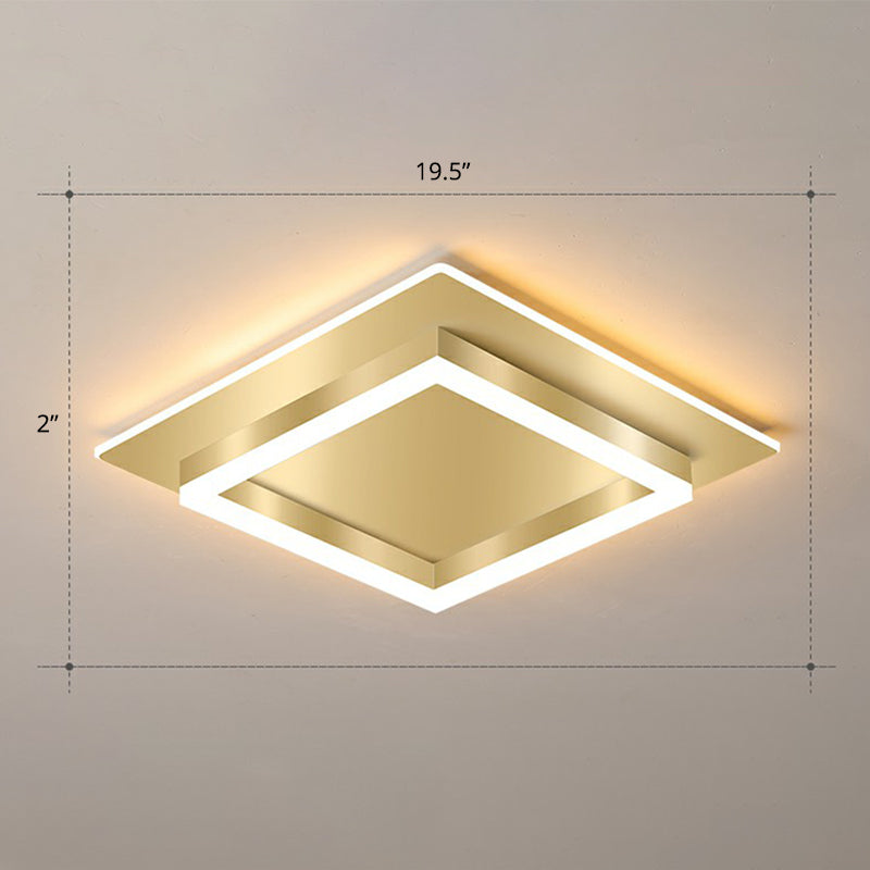 Golden Flush Mount Led Lamp: Minimalist Metal Ceiling Light For Bedroom Gold / 19.5’ Warm