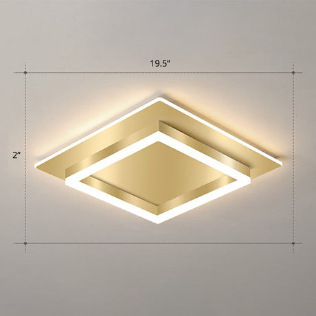 Golden Flush Mount Led Lamp: Minimalist Metal Ceiling Light For Bedroom Gold / 19.5 Remote Control