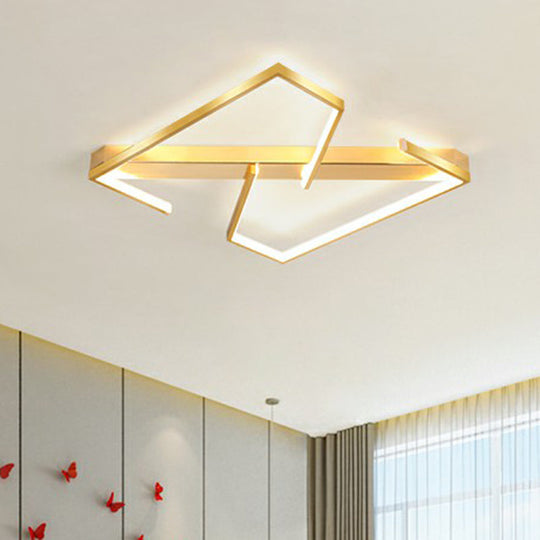 Z - Like Ceiling Mounted Led Flush Mount In Gold - Simplicity Metal Bedroom Light Fixture