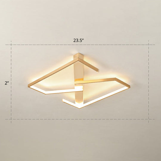 Z - Like Ceiling Mounted Led Flush Mount In Gold - Simplicity Metal Bedroom Light Fixture / 23.5’