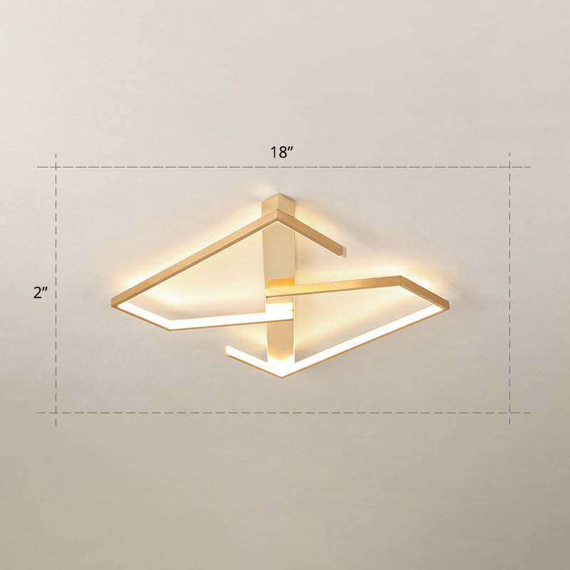 Z - Like Ceiling Mounted Led Flush Mount In Gold - Simplicity Metal Bedroom Light Fixture / 18’ Warm