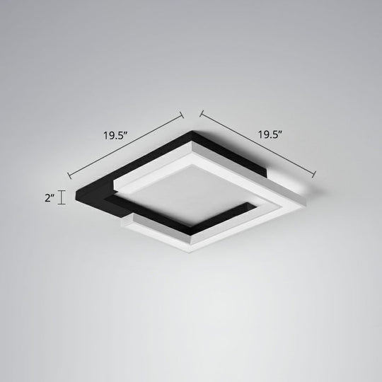 Nordic Style Square Acrylic Led Ceiling Lamp - Minimalist Black And White Flush Mount Lighting For