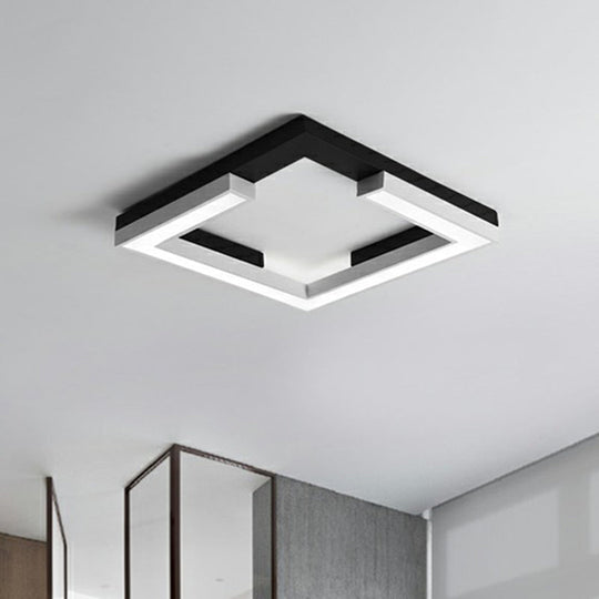 Nordic Style Square Acrylic Led Ceiling Lamp - Minimalist Black And White Flush Mount Lighting For