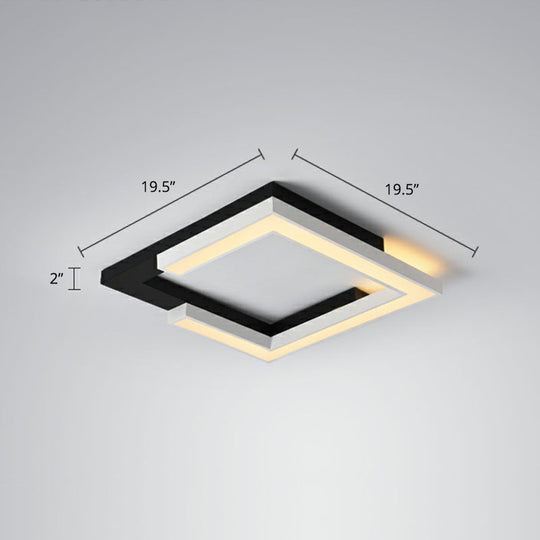 Nordic Style Square Acrylic Led Ceiling Lamp - Minimalist Black And White Flush Mount Lighting For