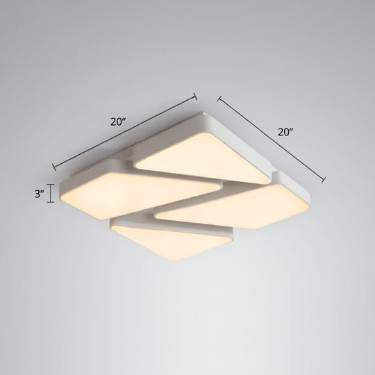 Modern Led Ceiling Light Fixture With Acrylic Diffuser For Bedroom – Nordic Style Square Mount