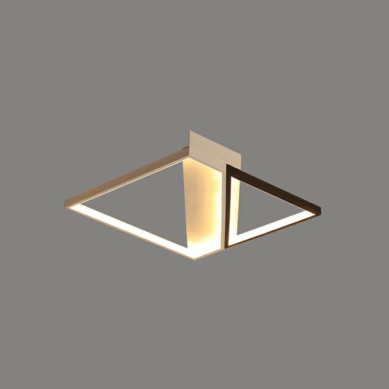 Minimalistic Black And White Led Flushmount Ceiling Light For Bedroom / 16.5’ Remote Control