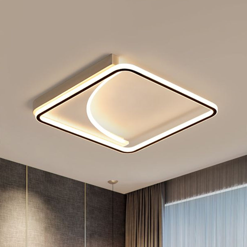 Black Square Led Flush Mount Ceiling Light With Minimalistic Design / 16.5 Remote Control Stepless