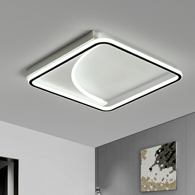 Black Square Led Flush Mount Ceiling Light With Minimalistic Design / 16.5’ White