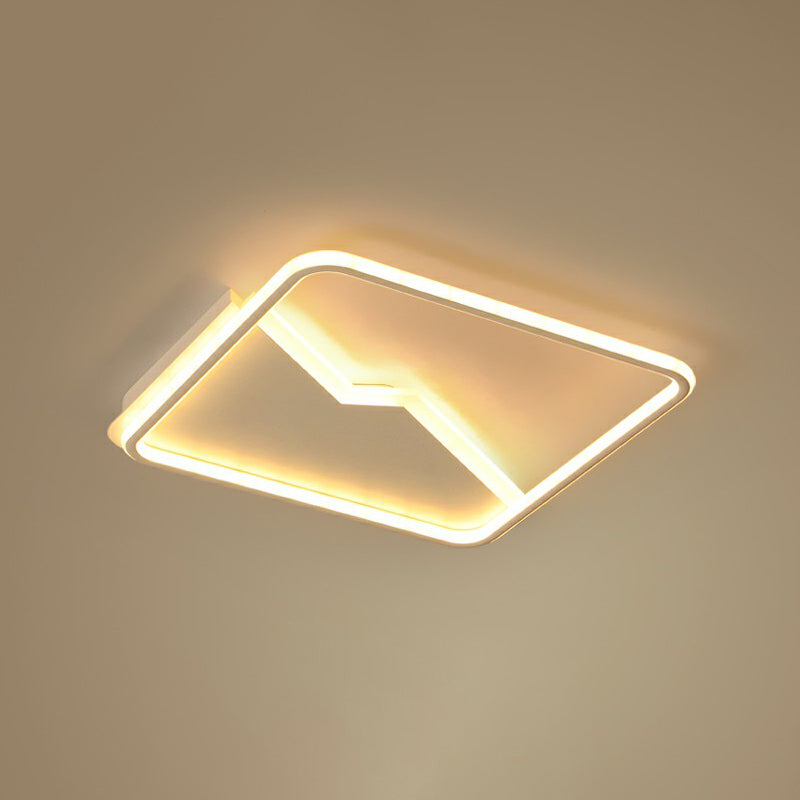 Contemporary Led Square Ceiling Mount Light: Aluminum Bedroom Flush Fixture White / 18