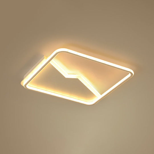 Contemporary Led Square Ceiling Mount Light: Aluminum Bedroom Flush Fixture White / 18