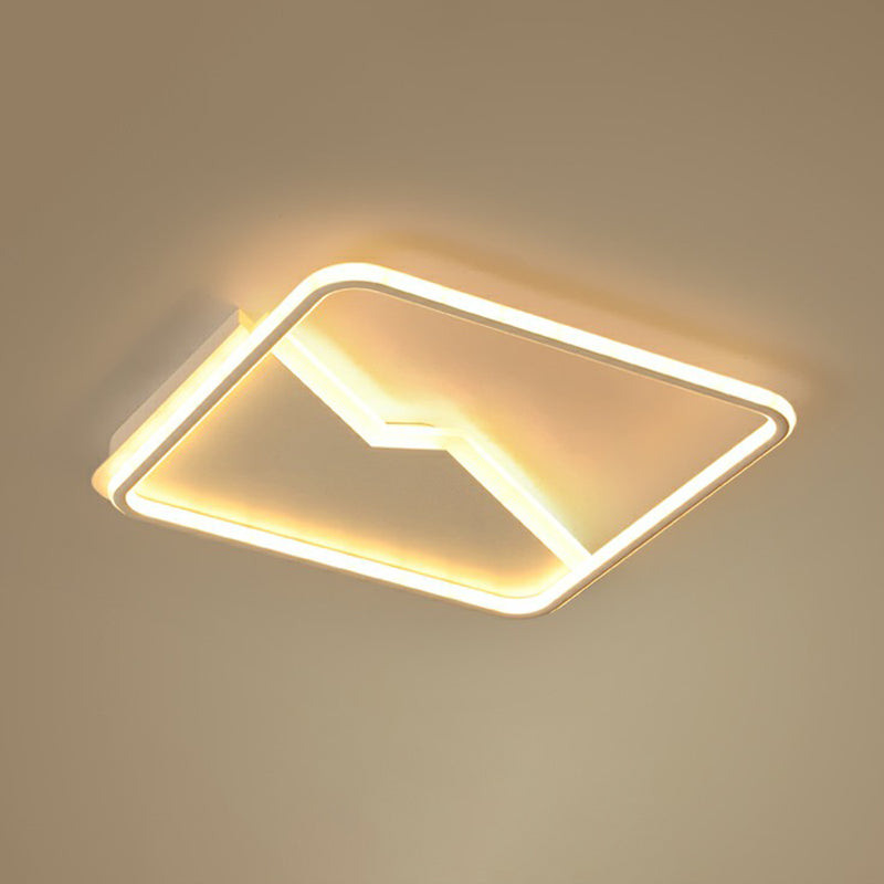 Contemporary Led Square Ceiling Mount Light: Aluminum Bedroom Flush Fixture White / 24.5