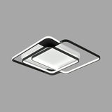 Modern Metal Black Led Square Flush Mount For Bedrooms / 16.5 Third Gear