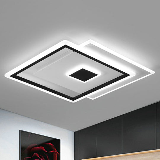 Black Quad Led Bedroom Ceiling Light - Elegant Simplicity / 16.5’ White