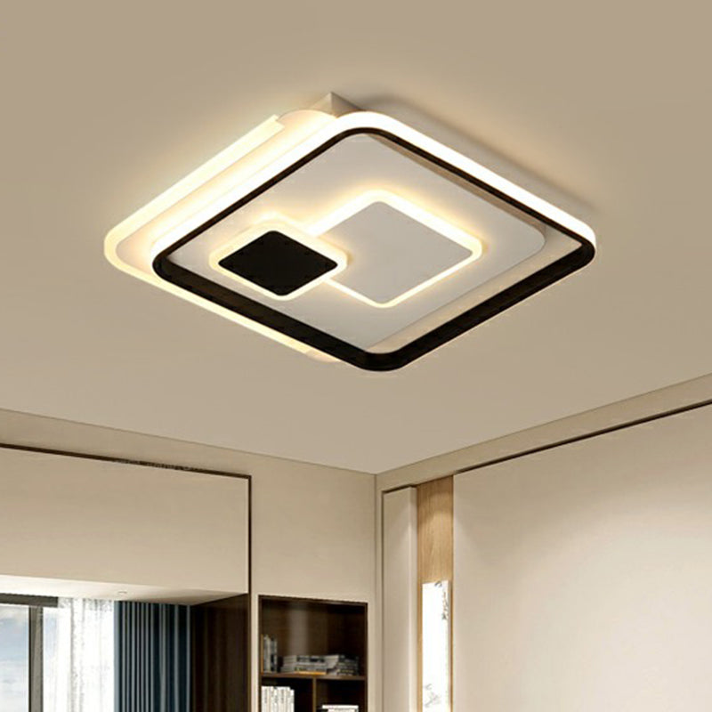 Black Ultrathin Led Flushmount Ceiling Light For Minimalist Bedroom Lighting