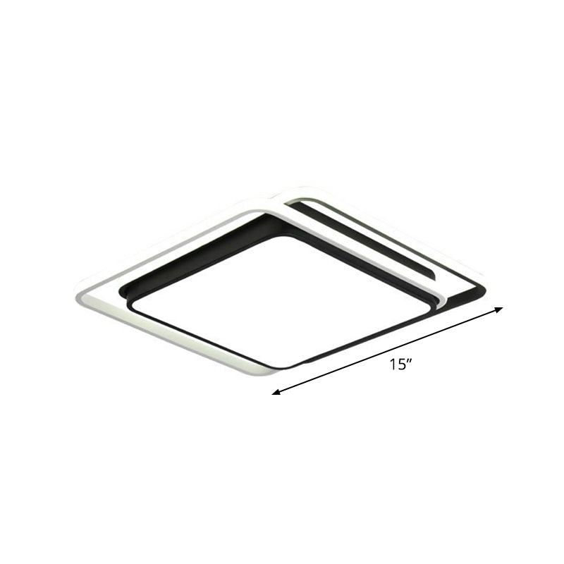 Nordic Geometric Led Flush Mount Ceiling Light With Acrylic Shade For Bedroom Black / Remote