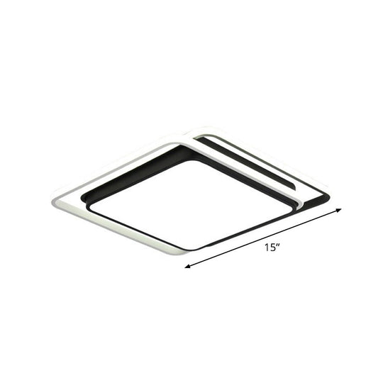Nordic Geometric Led Flush Mount Ceiling Light With Acrylic Shade For Bedroom Black / White Square