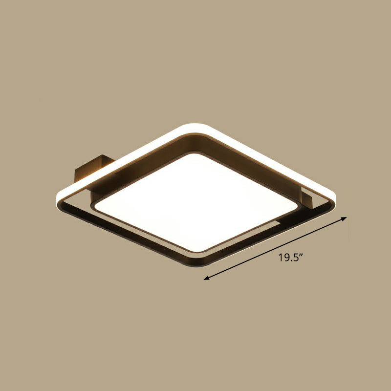Modern Black Led Ceiling Light With Acrylic Diffuser - Simple Metal Flush Mount / Warm