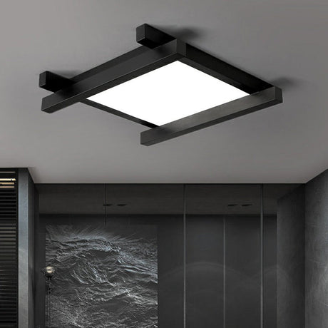 Japanese Checkerboard Acrylic Ceiling Lamp With Led Flush Mount Design For Lounge