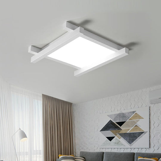 Japanese Checkerboard Acrylic Ceiling Lamp With Led Flush Mount Design For Lounge