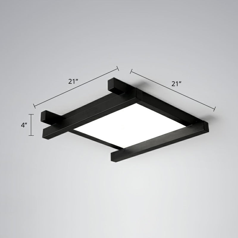 Japanese Checkerboard Acrylic Ceiling Lamp With Led Flush Mount Design For Lounge Black / 21 White