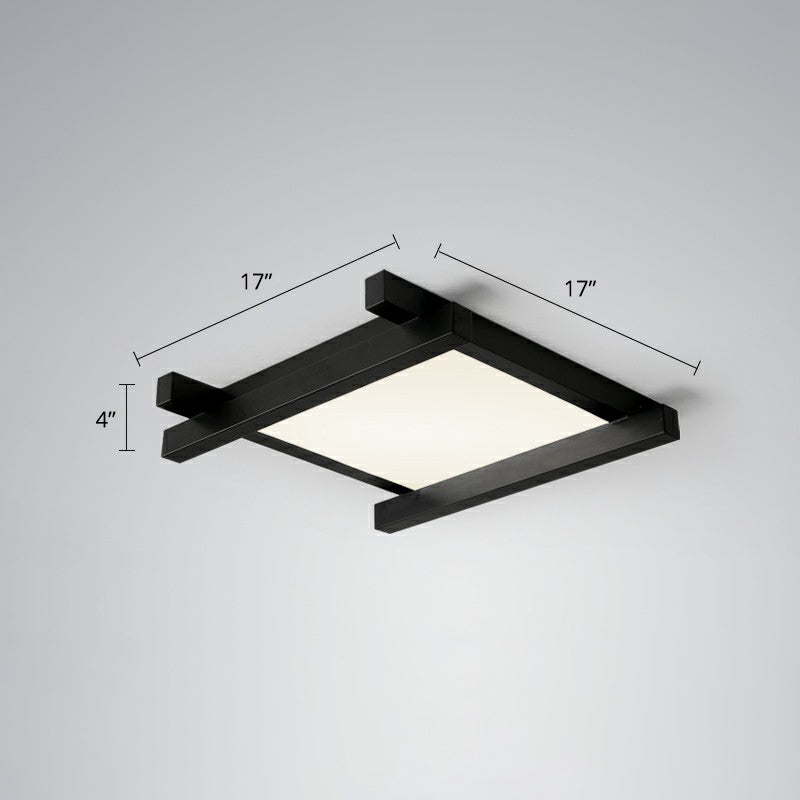 Japanese Checkerboard Acrylic Ceiling Lamp With Led Flush Mount Design For Lounge Black / 17 Third