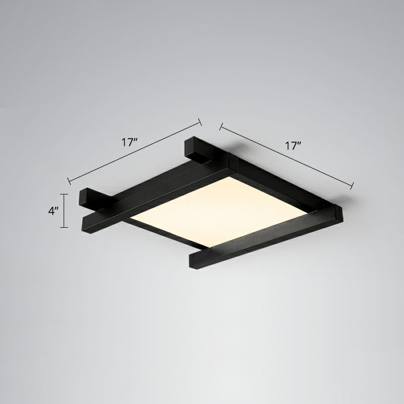 Japanese Checkerboard Acrylic Ceiling Lamp With Led Flush Mount Design For Lounge Black / 17 Remote
