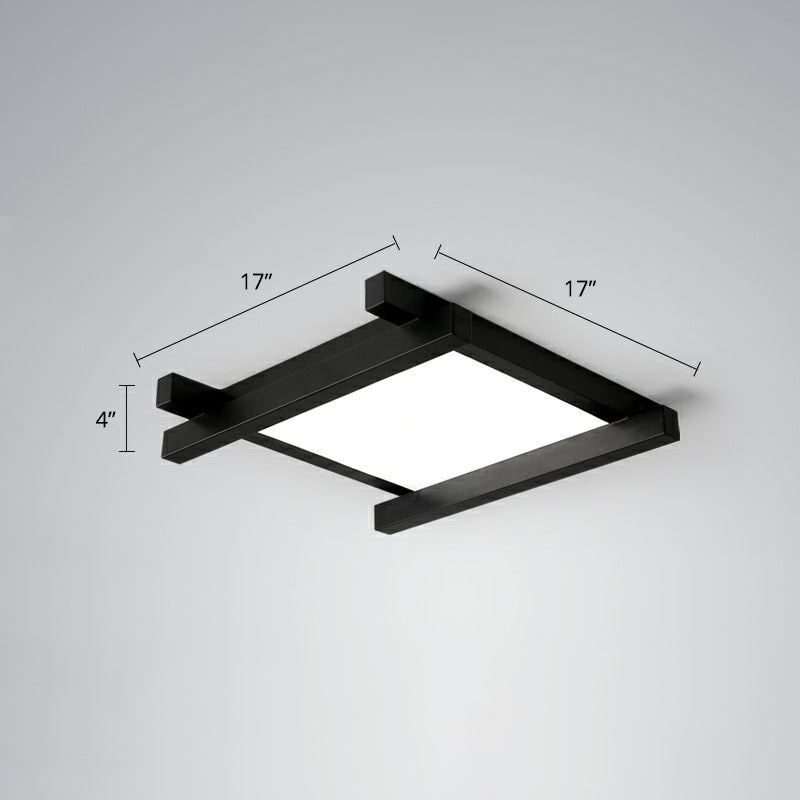 Japanese Checkerboard Acrylic Ceiling Lamp With Led Flush Mount Design For Lounge Black / 17 White