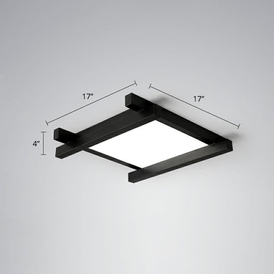 Japanese Checkerboard Acrylic Ceiling Lamp With Led Flush Mount Design For Lounge Black / 17 White