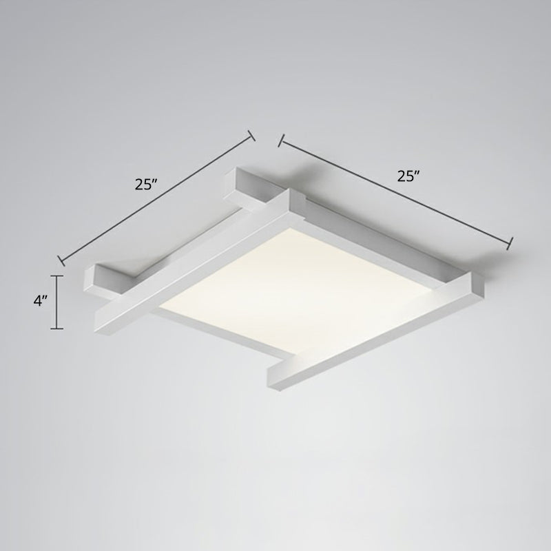 Japanese Checkerboard Acrylic Ceiling Lamp With Led Flush Mount Design For Lounge White / 25 Third