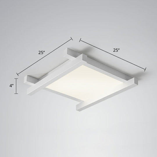 Japanese Checkerboard Acrylic Ceiling Lamp With Led Flush Mount Design For Lounge White / 25 Third