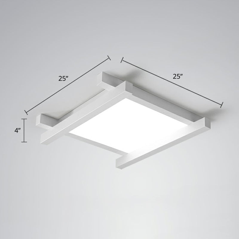 Japanese Checkerboard Acrylic Ceiling Lamp With Led Flush Mount Design For Lounge White / 25