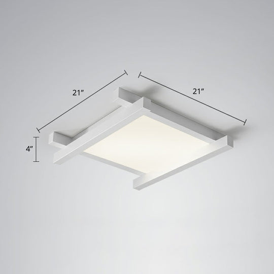 Japanese Checkerboard Acrylic Ceiling Lamp With Led Flush Mount Design For Lounge White / 21 Third