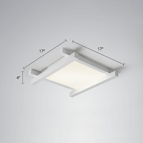 Japanese Checkerboard Acrylic Ceiling Lamp With Led Flush Mount Design For Lounge White / 17 Third