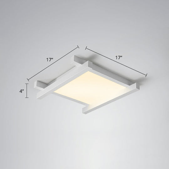 Japanese Checkerboard Acrylic Ceiling Lamp With Led Flush Mount Design For Lounge White / 17’