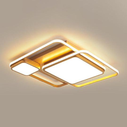 Minimalist Golden Led Flush Mount Ceiling Light With Acrylic Square Design Gold / 23.5 Third Gear