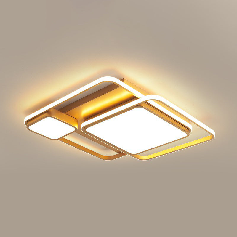 Minimalist Golden Led Flush Mount Ceiling Light With Acrylic Square Design Gold / 21 Third Gear