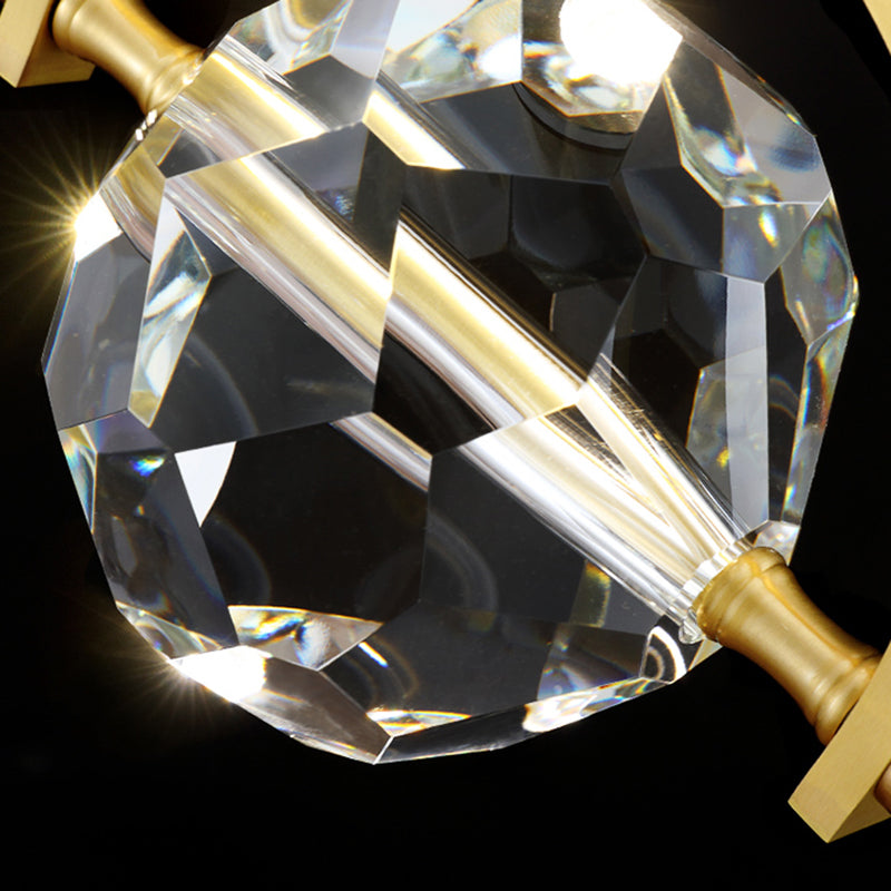 Minimalist Golden Crystal Ball Led Suspension Light For Bedroom - Beveled K9 Hanging Lamp