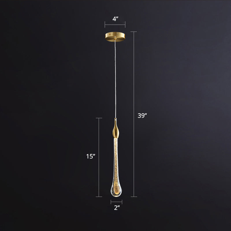 Modern Gold Crystal Droplet Pendant Light Stylish Led Ceiling Hang For Living Room