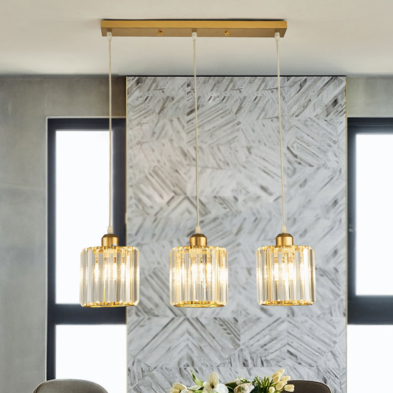 Modern Prismatic Crystal Geometric Suspension Pendant Lamp In Gold For Dining Room