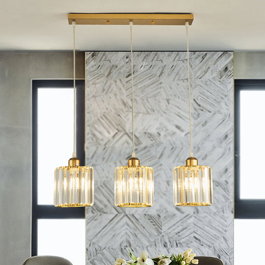 Modern Prismatic Crystal Geometric Suspension Pendant Lamp In Gold For Dining Room