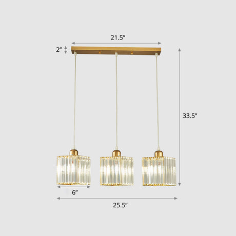 Gold Geometric Prism Crystal Pendant: Modern Simplicity Lighting For Dining Room / 25.5 Square Plate