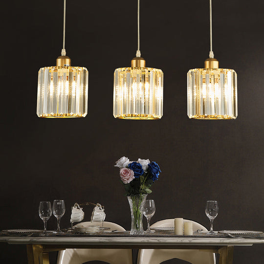 Gold Geometric Prism Crystal Pendant: Modern Simplicity Lighting For Dining Room